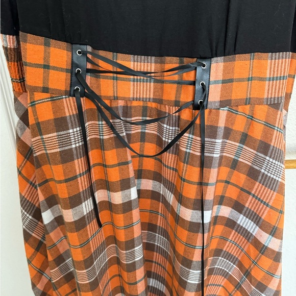 Bloom Chic Plaid Orange and Black Dress - Picture 4 of 4